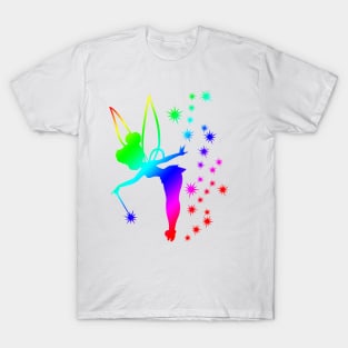 Rainbow Tinkerbell Ombre Sillhouette T-Shirt